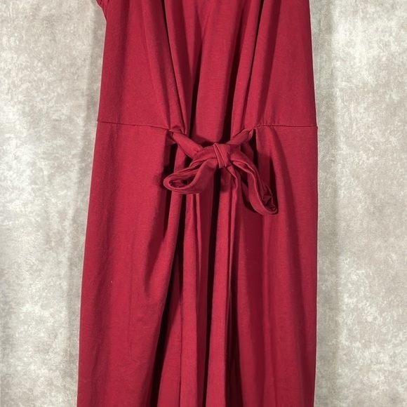 SHEIN Midi Berry Red V-Neck Tank Dress Front Tie | Size Medium - Picture 3 of 14